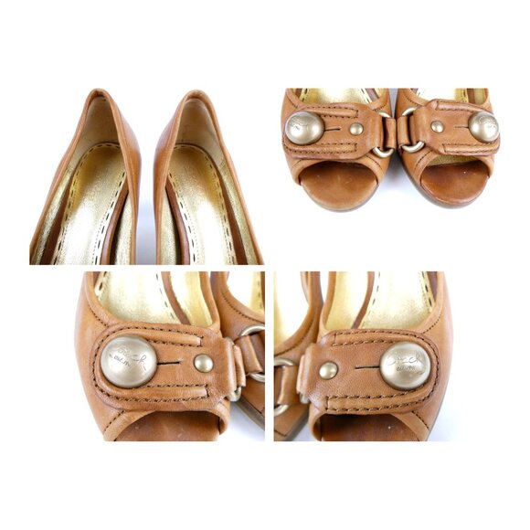 Coach Dorita Tan Leather Open Toe Heels - Picture 8 of 12